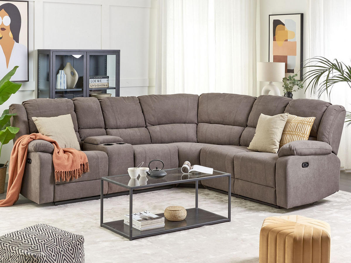 ECKSOFA Polsterbezug Taupe Rokke - Taupe, Textil (229/196cm) - Beliani