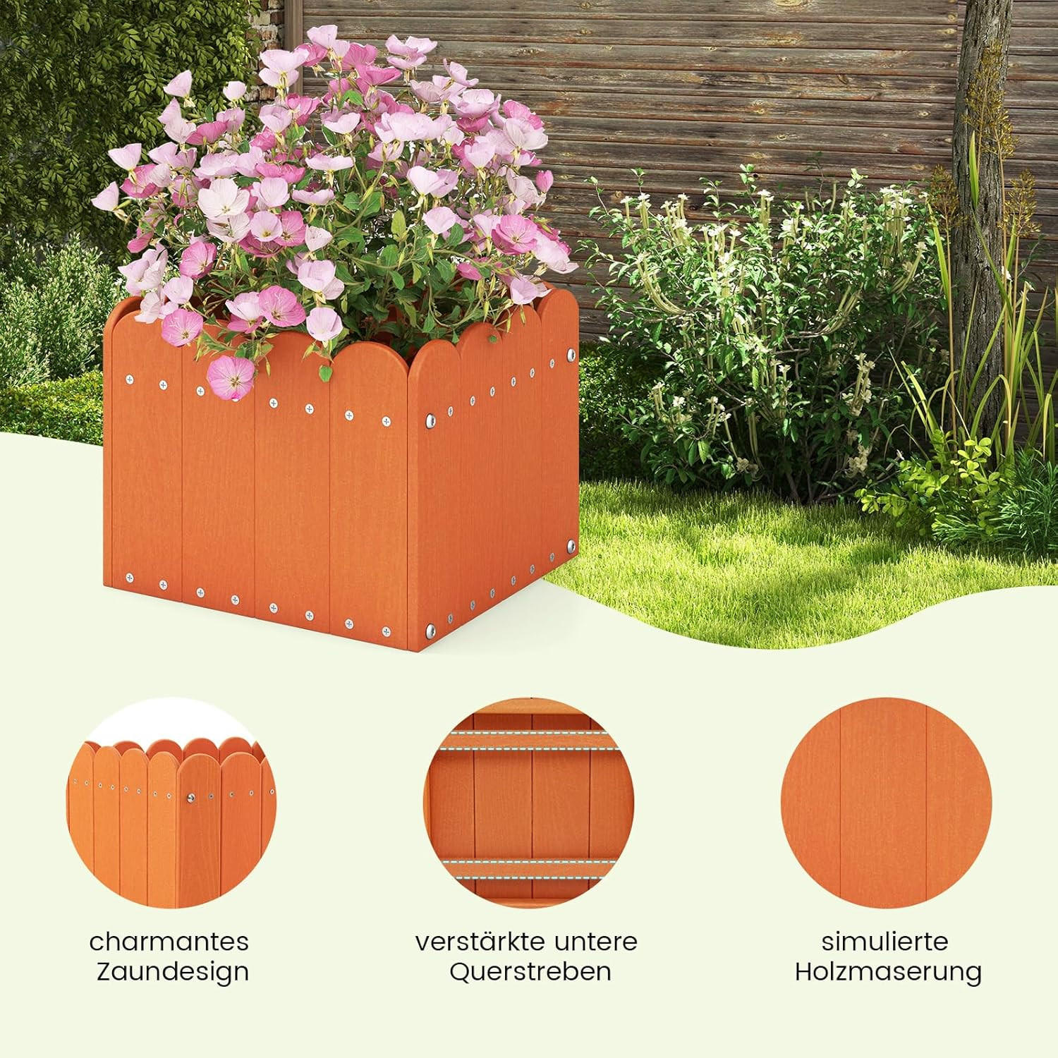 BLUMENKUBEL 2er-Set Orange - Orange, Kunststoff (25cm) - COSTWAY