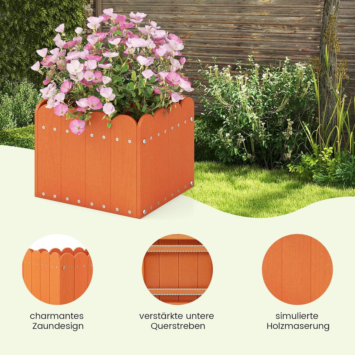 BLUMENKUBEL 2er-Set Orange - Orange, Kunststoff (25cm) - COSTWAY