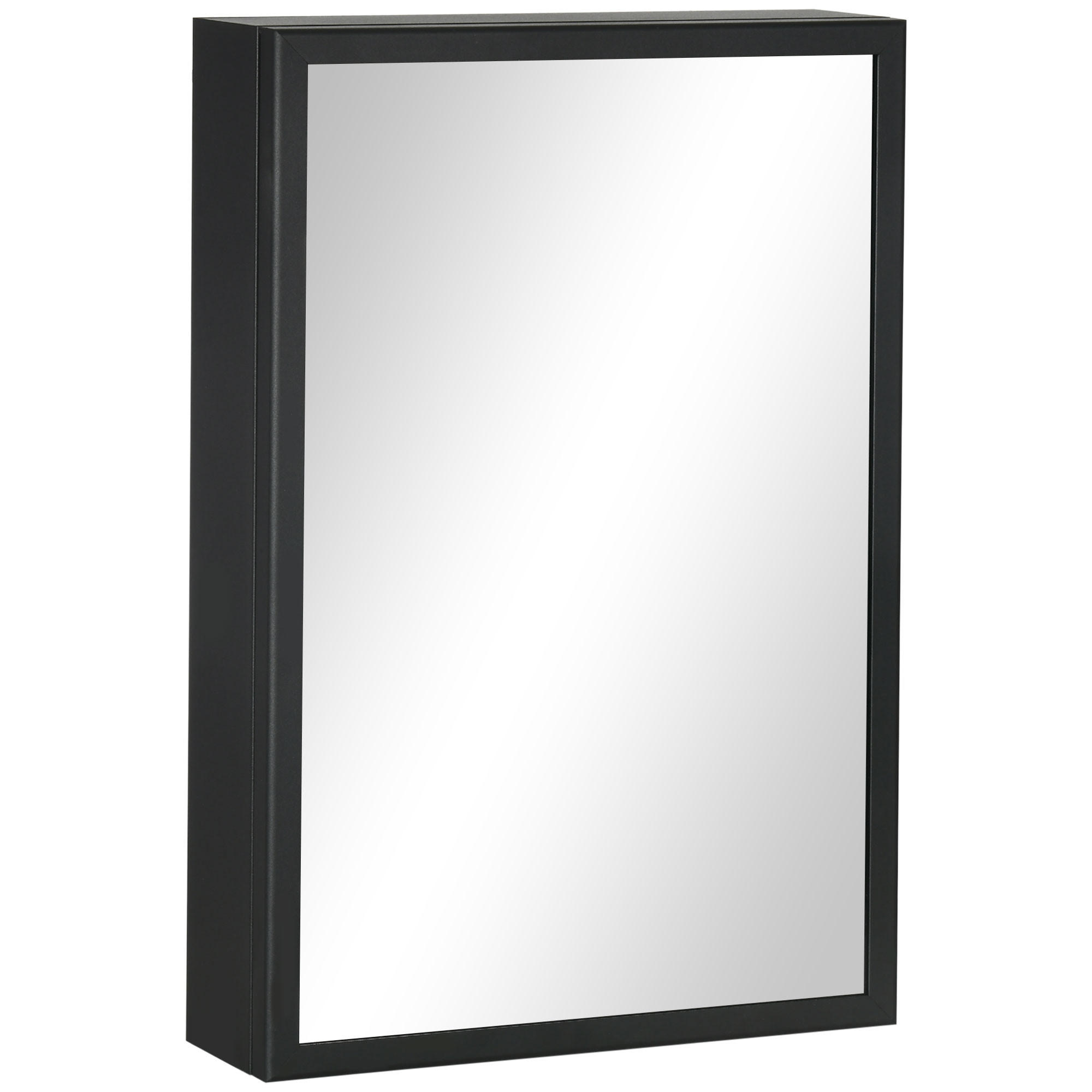 SPIEGELSCHRANK mit 3 Etagen, für Schlafzimmer, Schwarz, 40 x 12 x 60 cm - Schwarz, Glas (12/60/40cm) - Kleankin