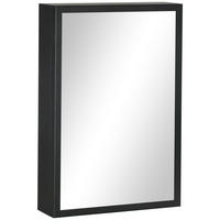 SPIEGELSCHRANK mit 3 Etagen, für Schlafzimmer, Schwarz, 40 x 12 x 60 cm - Schwarz, Glas (12/60/40cm) - Kleankin