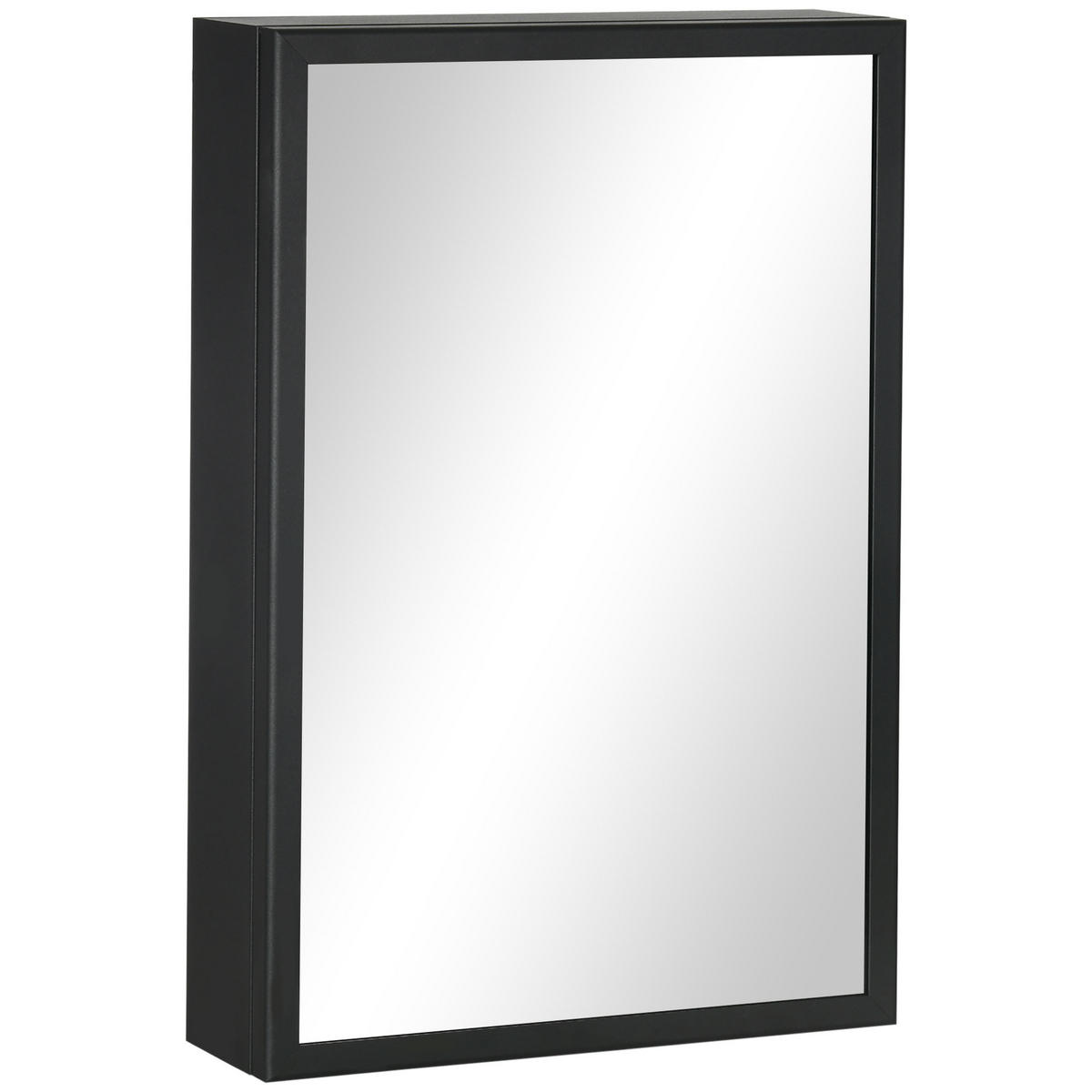 SPIEGELSCHRANK mit 3 Etagen, für Schlafzimmer, Schwarz, 40 x 12 x 60 cm - Schwarz, Glas (12/60/40cm) - Kleankin