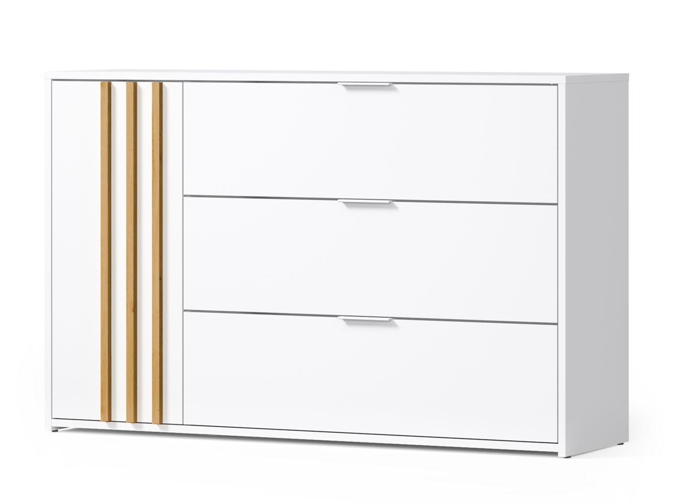 KOMMODE Florina weiß / Eiche Artisan 125 / 35 / 79cm - Eichefarben/Weiß, Holzwerkstoff/Kunststoff (125/79/35cm) - Feldmann-Wohnen