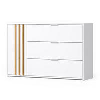 KOMMODE Florina weiß / Eiche Artisan 125 / 35 / 79cm - Eichefarben/Weiß, Holzwerkstoff/Kunststoff (125/79/35cm) - Feldmann-Wohnen