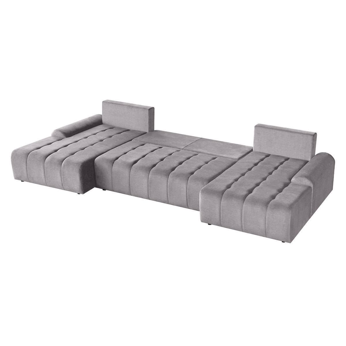 WOHNLANDSCHAFT Costa U Hellgrau - Silberfarben/Hellgrau, Kunststoff/Textil (367/80/169cm) - Beautysofa