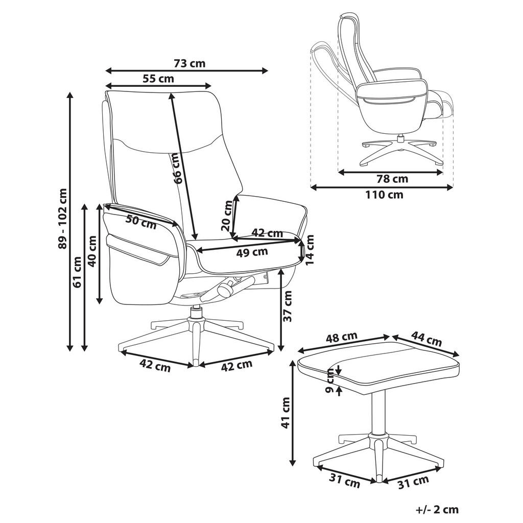 Thumbnail - Beliani Fernsehsessel, Schwarz, Kunststoff, 73x89x78 cm, Wohnzimmer, Sessel, Relaxsessel