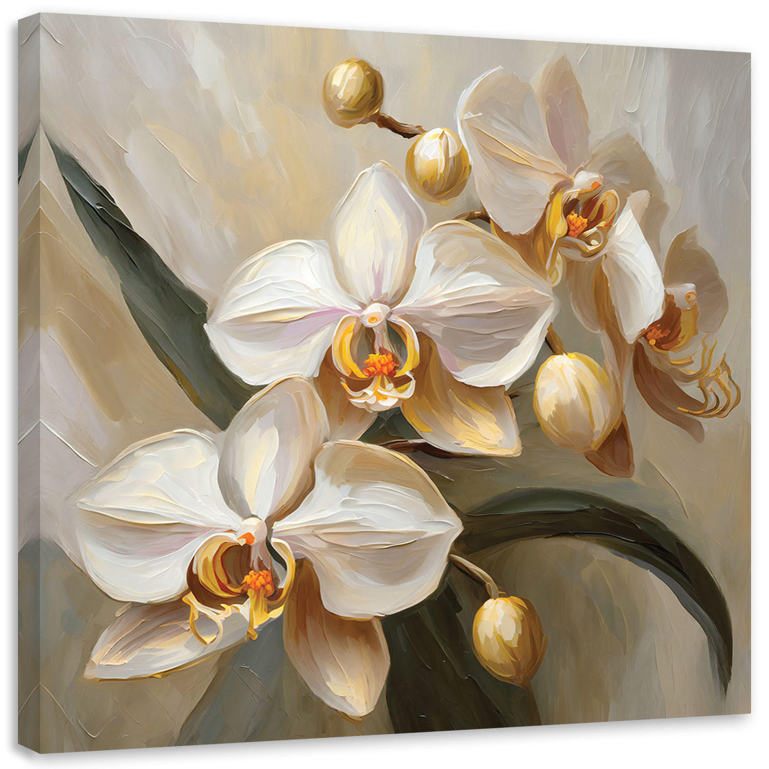 LEINWANDBILD Orchideen AI 50x50cm - Goldfarben, Textil (50/50cm) - Feeby