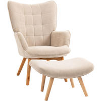 RELAXSESSEL 72/80/101 cm in Beige mit Hocker und Cordbezug - Beige, Textil (80/101/72cm) - Flora Grace