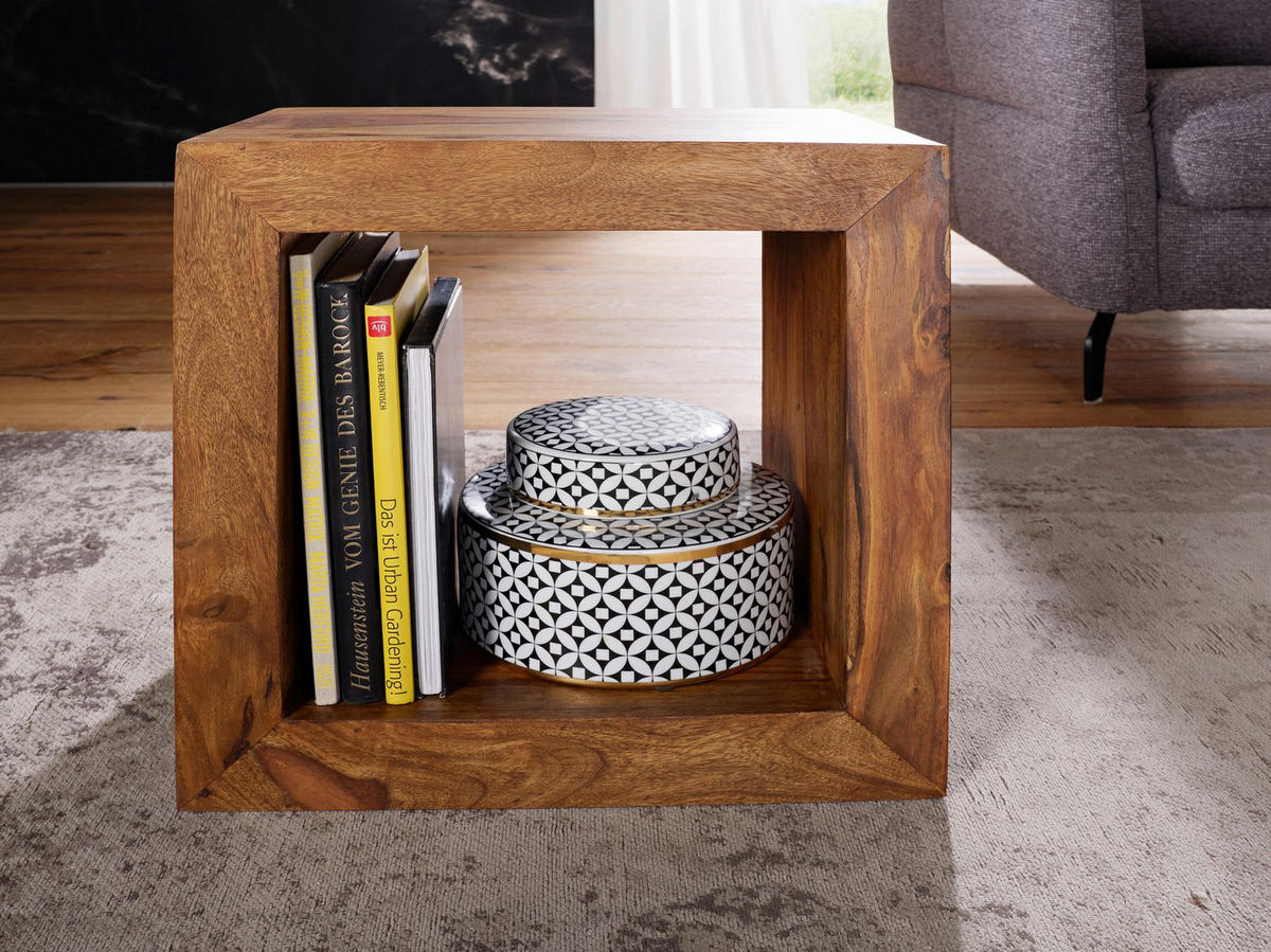 STANDREGAL – Naturholz, 44x44x33 cm, handgefertigt, geradlinig - Braun, Holz (44/44/33cm) - KADIMA DESIGN