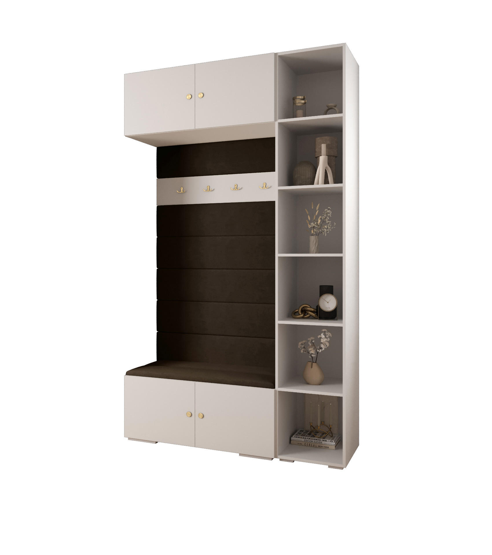 GARDEROBEN-SET 236,7/140/47 - Goldfarben/Weiß, Holz/Kunststoff (140/236.7/47cm) - Abiks Möbel
