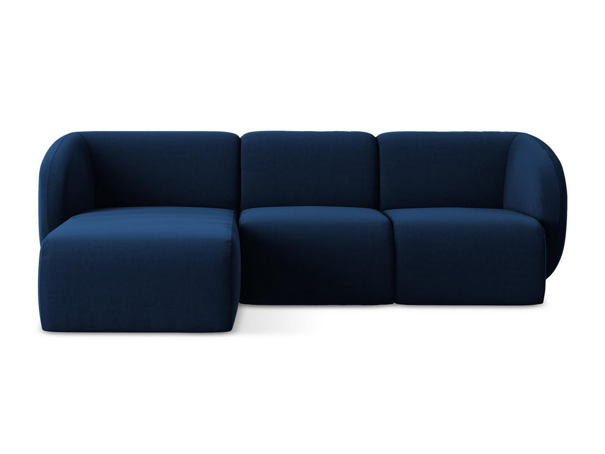 ECKSOFA Links Samt Stoff Blau - Türkis/Schwarz, Holzwerkstoff/Kunststoff (248/166cm) - Makamii