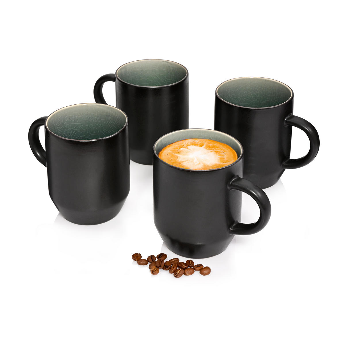 KAFFEEBECHER SET HELSINKI - 4 teilig aus Steingut - Dunkelgrau, Keramik (33.5/33/38cm) - Sänger