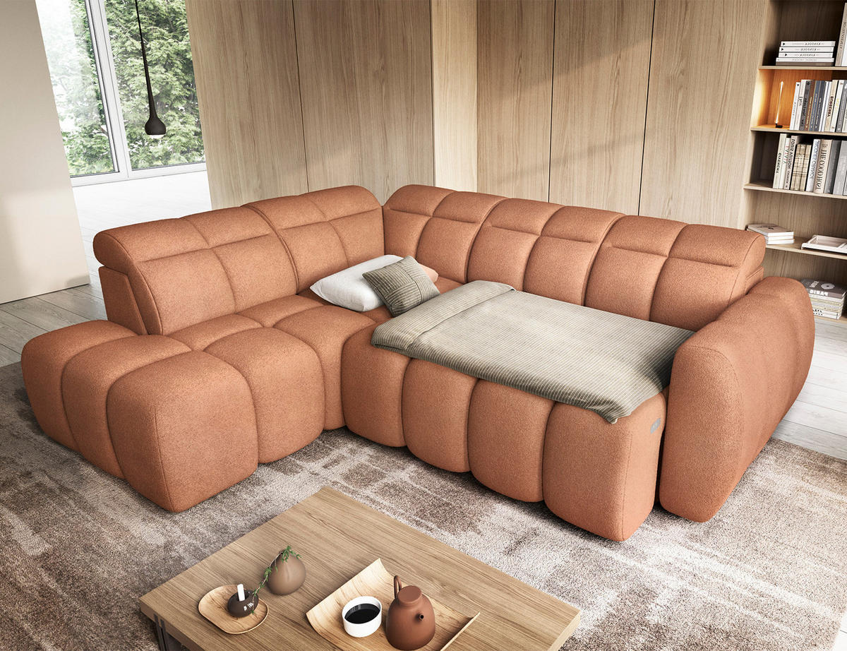 ECKSOFA Eagle L - Orange (Xillar 24) - Orange, Holzwerkstoff (258/208cm) - Möblo