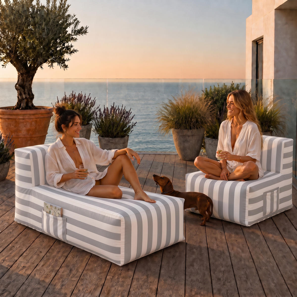GARTENLOUNGE-SET SOFT SET 1 Grau - Grau, Textil - Muffo