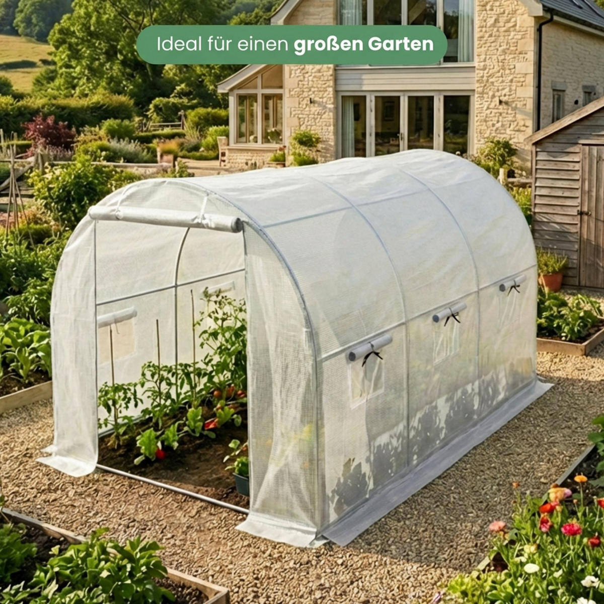 TUNNELGEWÄCHSHAUS, Weiß, 200x300x200 cm - Weiß, Metall (200/200/300cm) - Akord