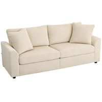 SOFA, 3-Sitzer, Cord, breit, cremeweiß, 212cm - Multicolor, Holzwerkstoff (212/88/80cm) - FORIOUS