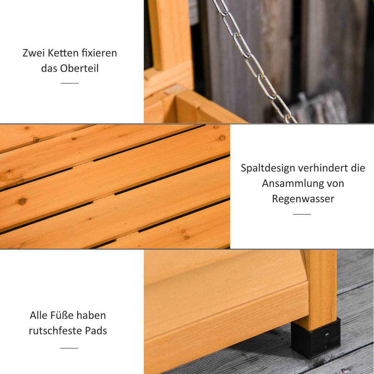GARTENBOX, Kissenbox, Aufbewahrungsbox, wetterbeständig, Massivholz, Gelb - Gelb, Holz (56/60/127cm) - Outsunny