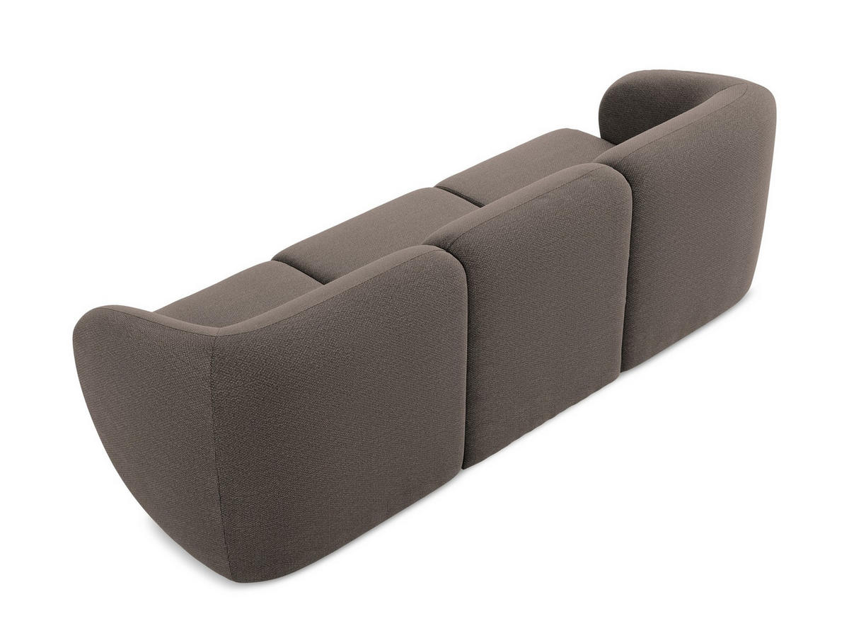 3-SITZER SOFA Bouclé Stoff Braun - Schwarz/Mokka, Holzwerkstoff/Kunststoff (244/75/94cm) - Makamii