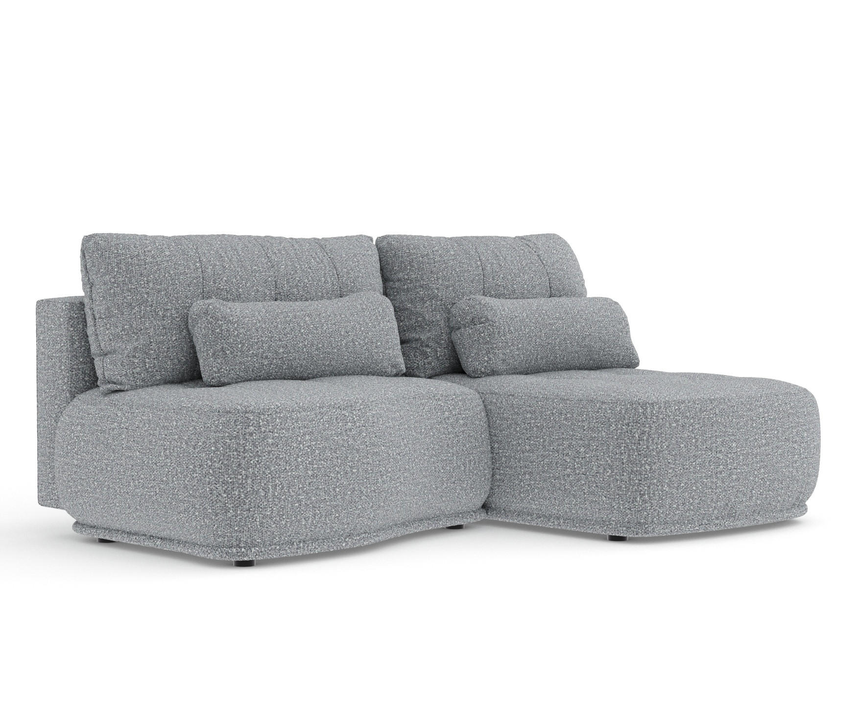ECKSOFA MIT SCHLAFFUNKTION Batu Grau Plüschstoff - Schwarz/Grau, Holz/Holzwerkstoff (223/158cm) - Maison de Reve