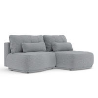 ECKSOFA MIT SCHLAFFUNKTION Batu Grau Plüschstoff - Schwarz/Grau, Holz/Holzwerkstoff (223/158cm) - Maison de Reve