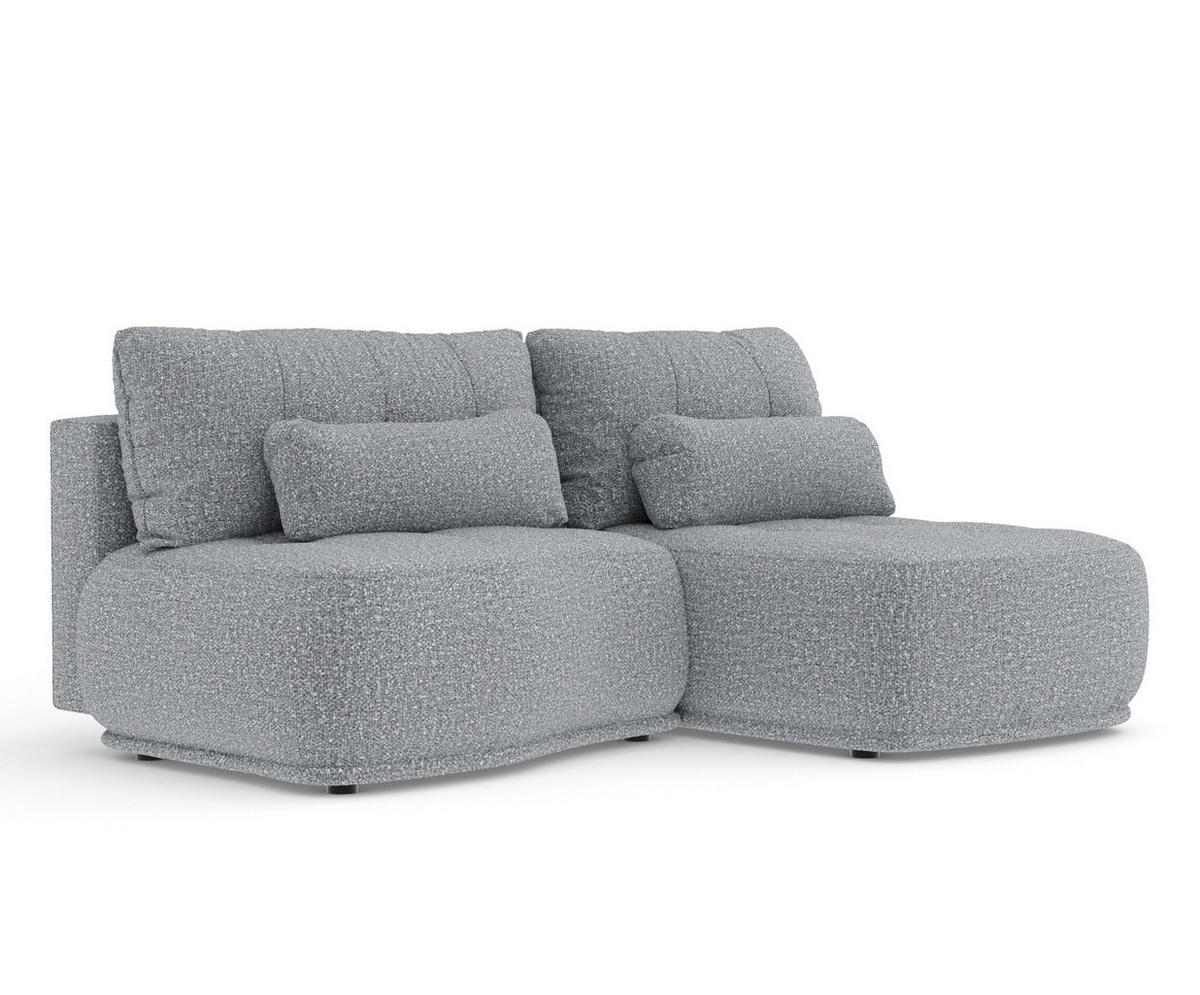 ECKSOFA MIT SCHLAFFUNKTION Batu Grau Plüschstoff - Schwarz/Grau, Holz/Holzwerkstoff (223/158cm) - Maison de Reve