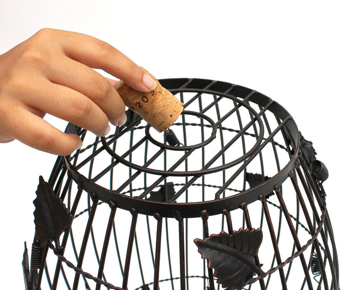 KORKENSAMMLER Weinfass Metall Braun 28/28/37 cm - Braun, Metall (28/37/28cm) - DanDiBo