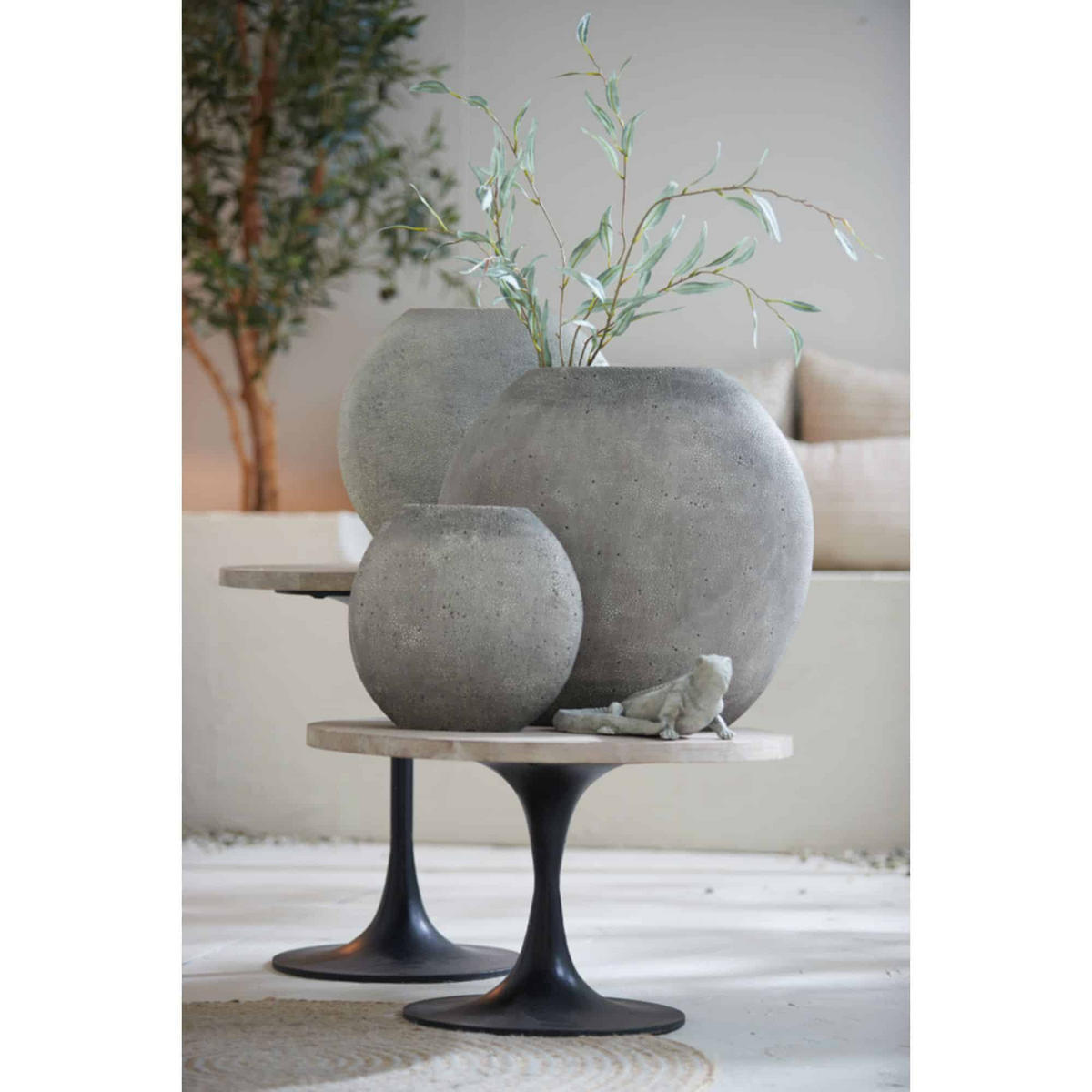 VASE Rayskin Grau 40/14/36 cm - Grau, Kunststoff (36cm) - Light & Living