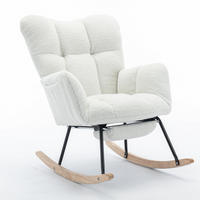 SCHAUKELSTUHL Teddy-Stoff mit klappbarer Fußablage 80/98/98.5 cm Weiß - Weiß, Textil (98/98.5/80cm) - Redom