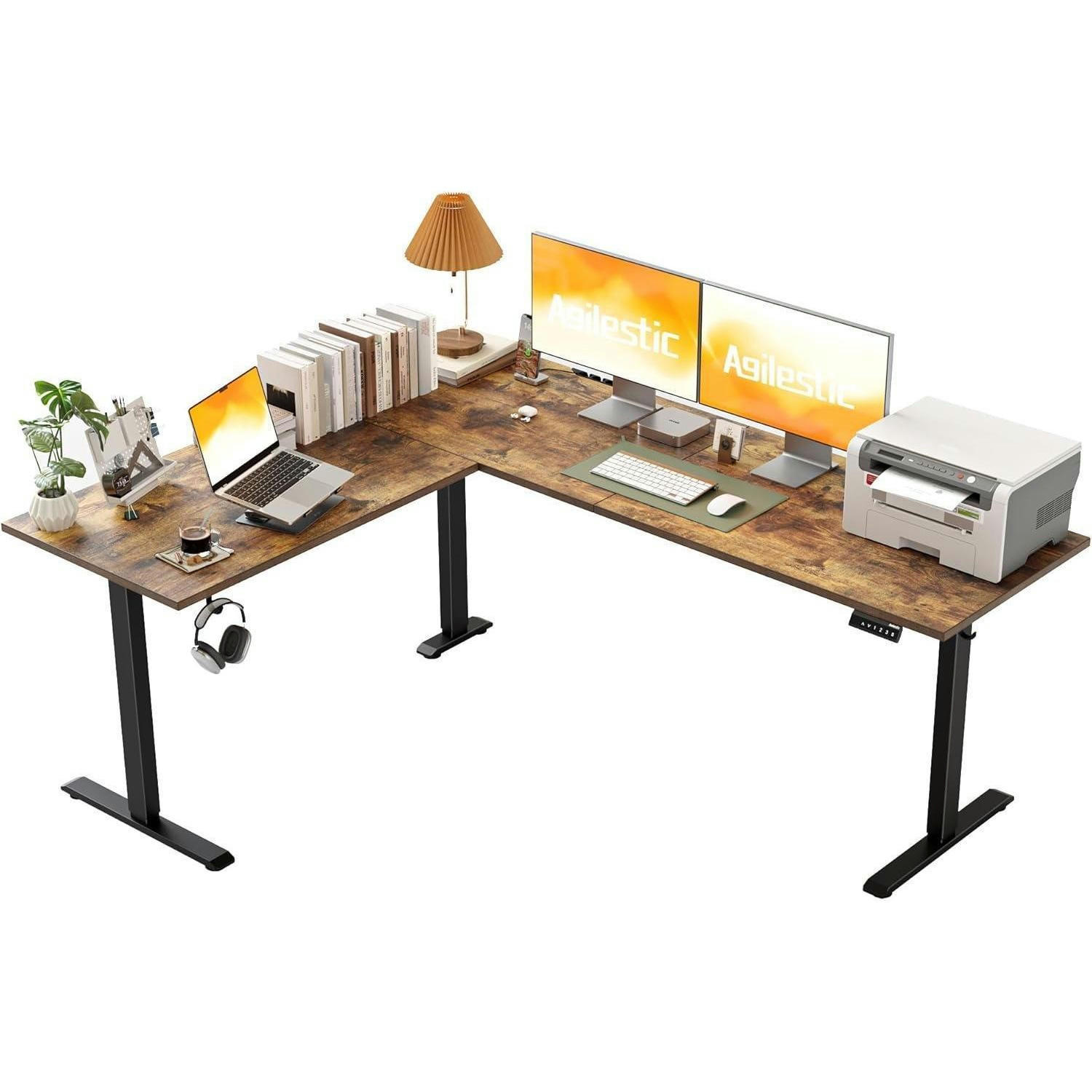 SCHREIBTISCH L-förmig Höhenverstellbar Braun 190 x 155 cm - Braun, Holzwerkstoff (190/60/75cm)