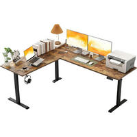 SCHREIBTISCH L-förmig Höhenverstellbar Braun 190 x 155 cm - Braun, Holzwerkstoff (190/60/75cm)