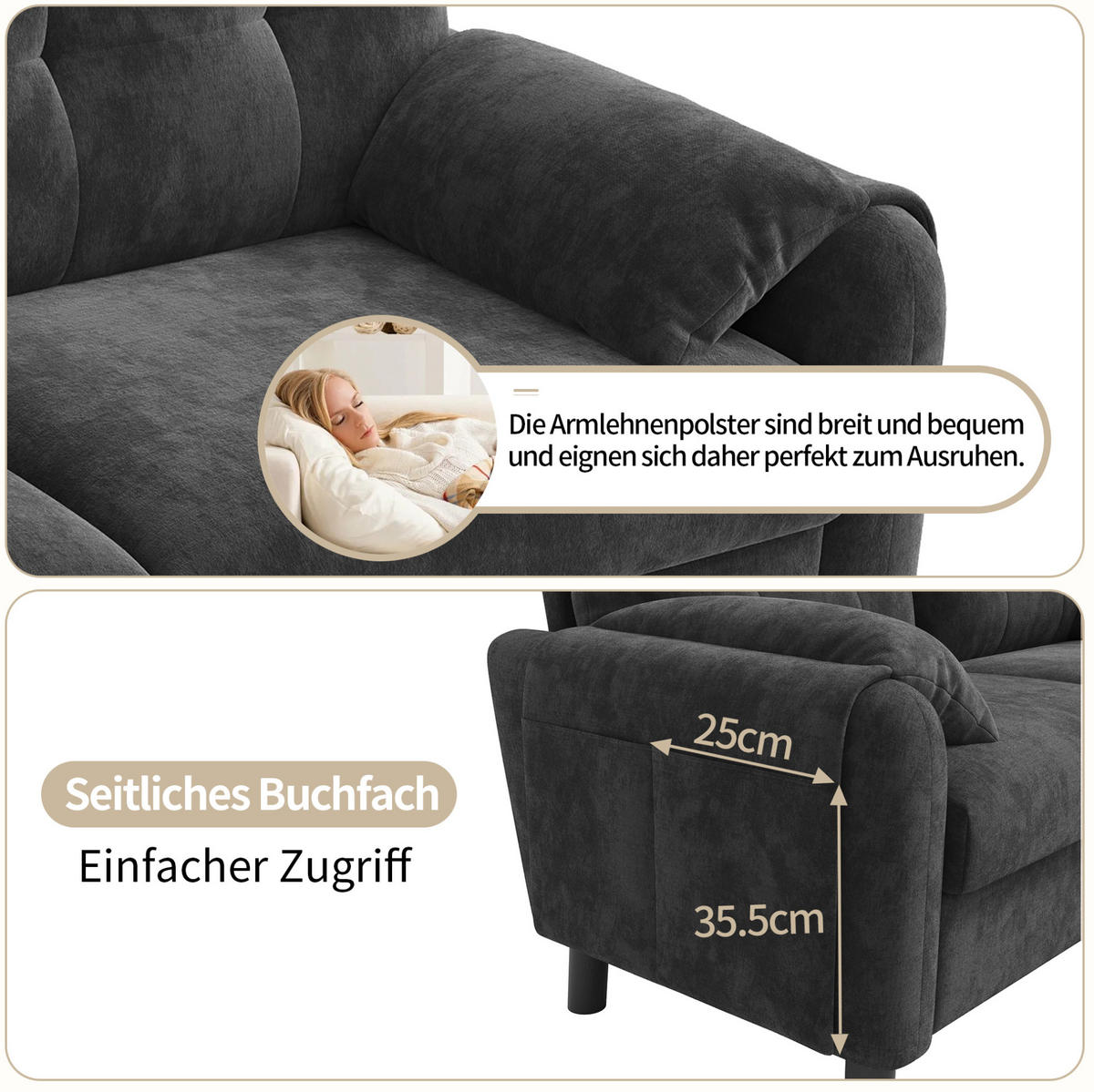 SOFA dvosjed, 158/80/88,5 cm, chenille siva - siva, tekstil (80/88/158cm) - BEAOK