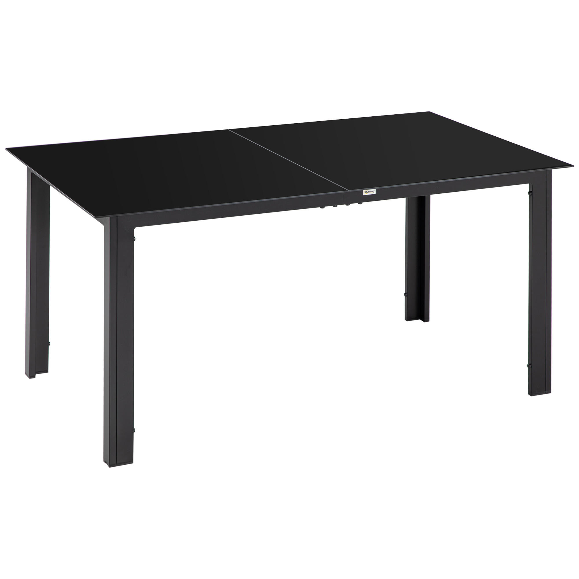 GARTENTISCH, Schwarz, Aluminium, Glas - Schwarz, Glas/Metall (150/90/74cm) - Outsunny