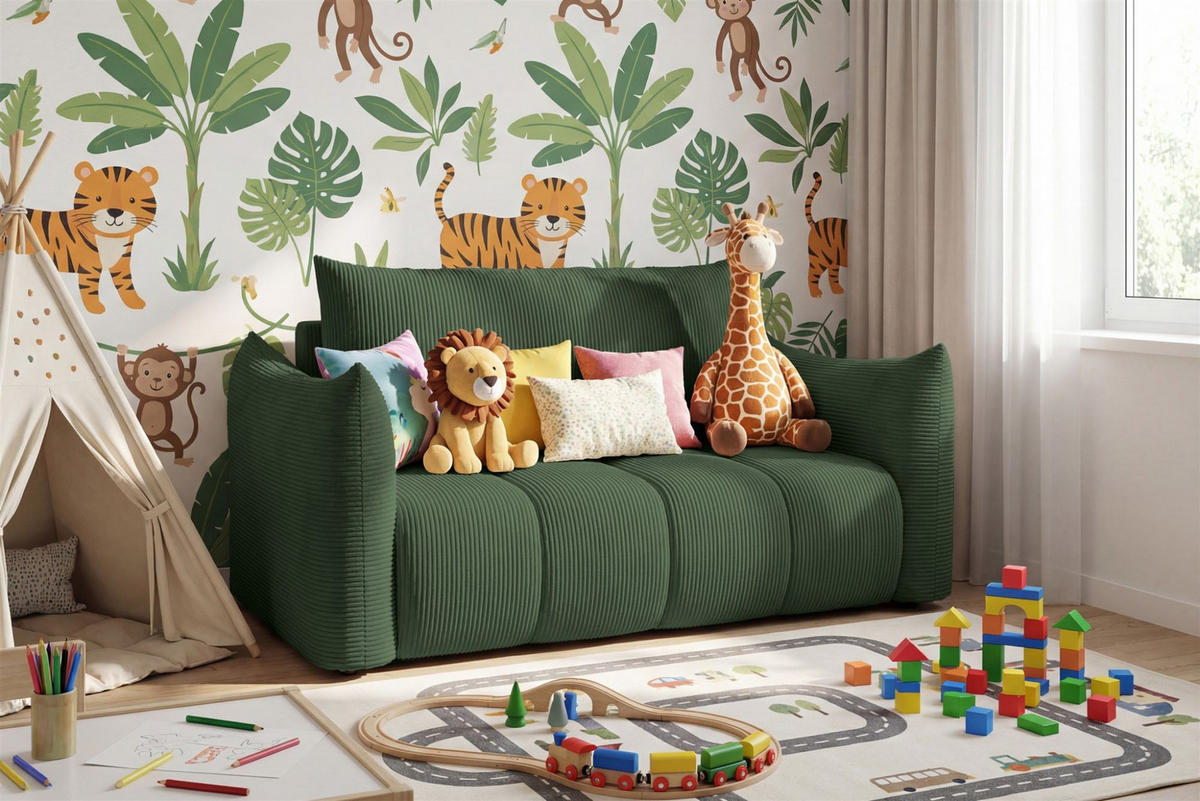 SOFA 2er-sitzer Ontario Mit Liegefunktion - Grün, Holzwerkstoff/Textil (162/86/101cm) - Fun Möbel
