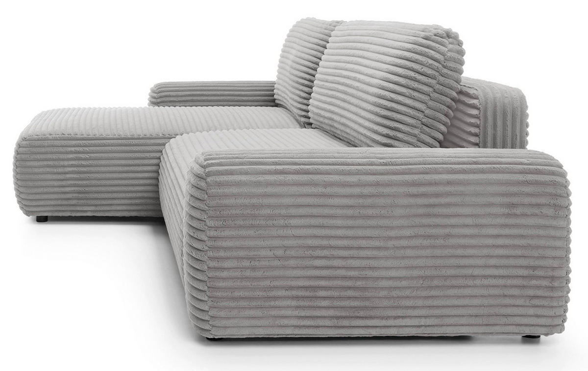 ECKSOFA Alferia Greige mit Cordbezug - Taupe/Schwarz, Kunststoff/Textil (264/162cm) - Selsey