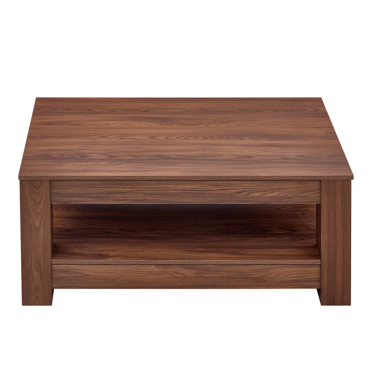 COUCHTISCH aus MDF in Walnuss 100x50x44.5 cm mit 2 Ebenen Stauraum - Walnussfarben, Holzwerkstoff (100/50/44.5cm) - Modfu