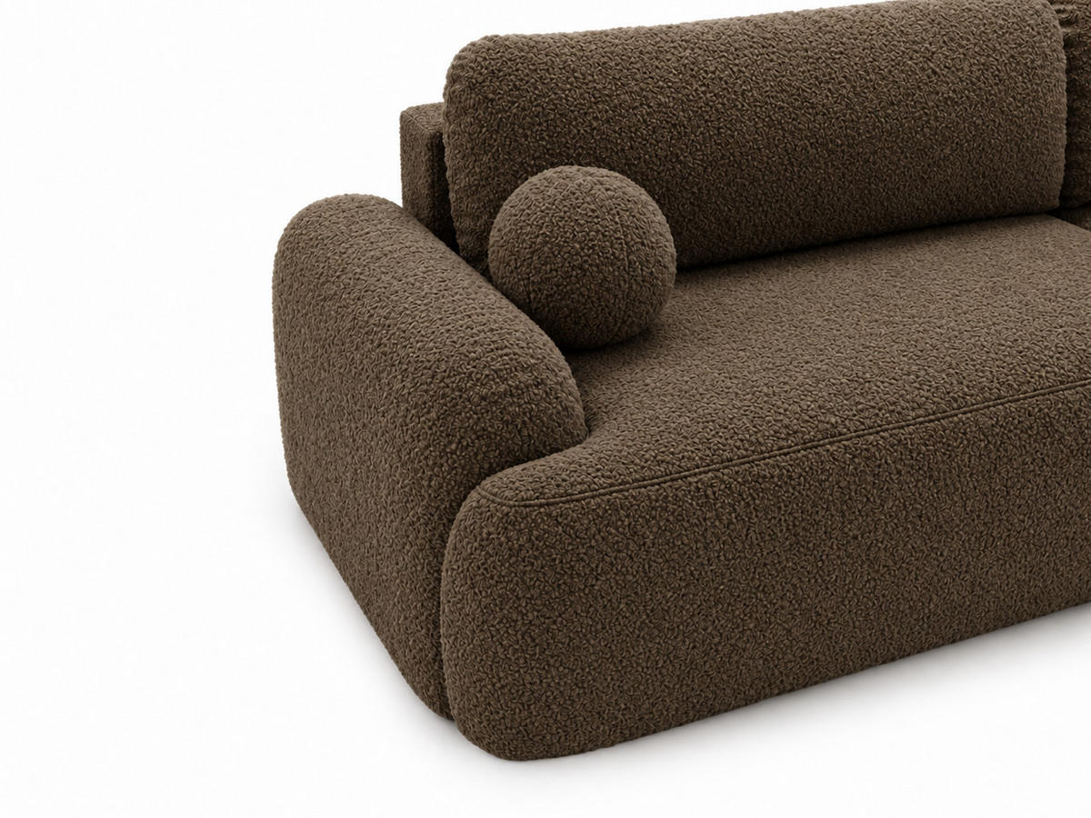 ECKSOFA Aurio Dunkelbraun Rechts - Dunkelbraun, Holz/Textil (261/177cm) - Graingold