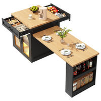 BUFFET 196/59/94 cm schwarz aus MDF mit LED - Schwarz, Holzwerkstoff (196/94/59cm) - OKWISH
