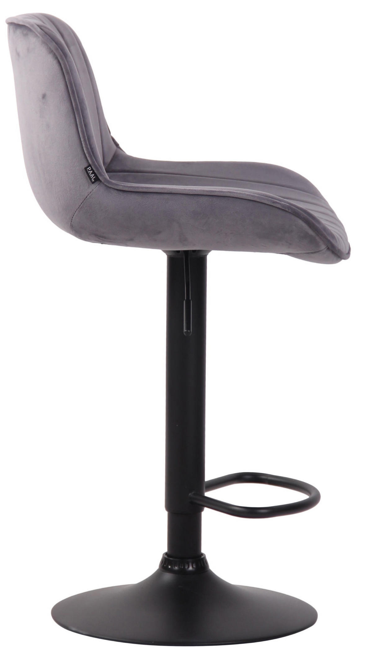 BARHOCKER Lento, Gestell schwarz, Samt Dunkelgrau - Dunkelgrau/Schwarz, Textil/Metall (50/100/50cm) - TPFLiving