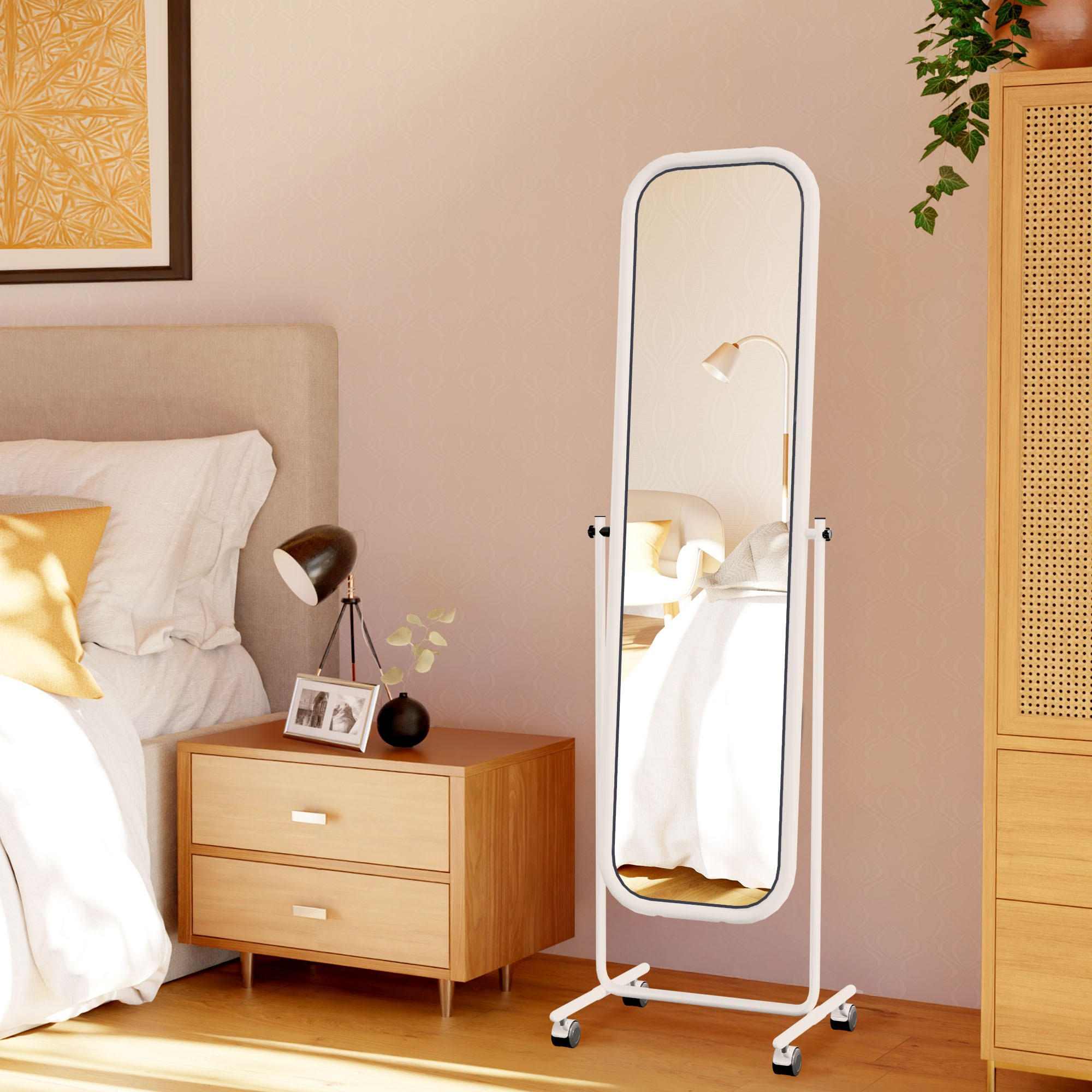 STANDSPIEGEL eckig 48/45/166 cm Metall weiß - Weiß, Metall (48/166/45cm) - CLP