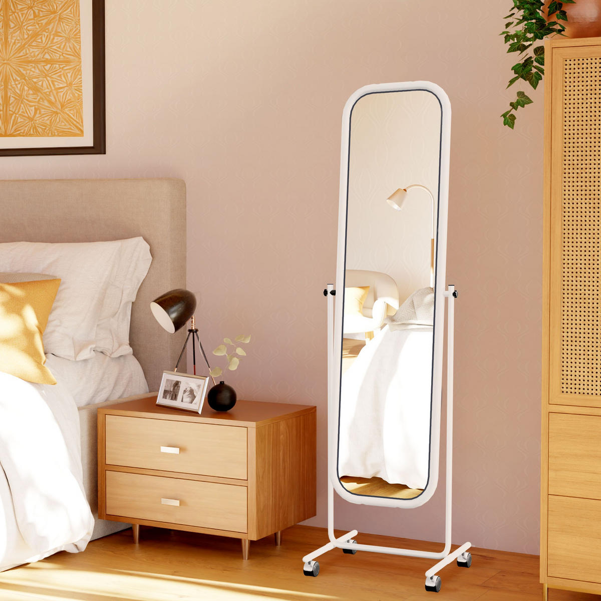 STANDSPIEGEL eckig 48/45/166 cm Metall weiß - Weiß, Metall (48/166/45cm) - CLP