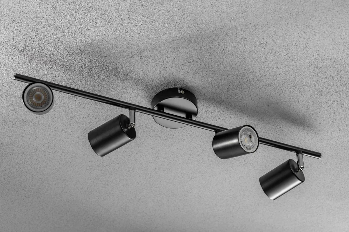 DECKENSTRAHLER LICHTBUCHSE JACK Schwarz Vier Kopf GU10 - Schwarz, Metall (9/65/16.5cm) - CGC Europe
