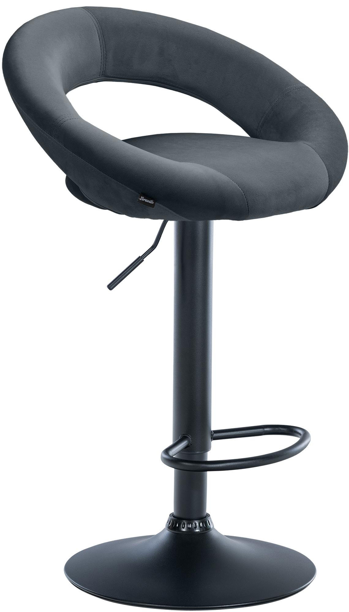 BARHOCKER Samt dunkelgrau - Dunkelgrau/Schwarz, Textil/Metall (53/80/47cm) - CLP