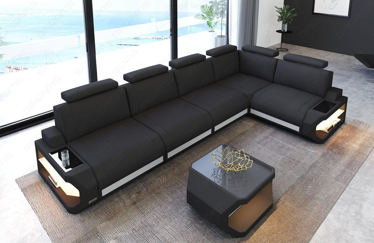 ECKSOFA Siena Dunkelgrau Weiß Mikrofaserstoff - Dunkelgrau, Kunststoff (347/197cm)