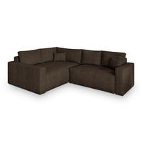 ECKSOFA ERONIS L-S Braun Kordstoff mit Schlaffunktion - Braun, Holz (265/194cm) - MASSENO