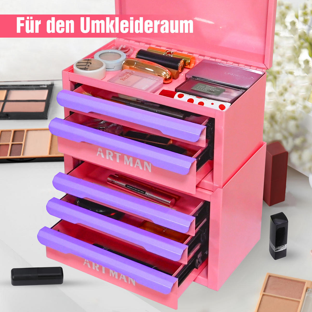 KOMBINATIONSKOFFER – Violett-Rosa, 2+3 Ebenen - Multicolor, Metall (15.8/32/28.5cm) - DCA