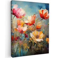 LEINWANDBILD Blumen - Aquarell - Kunst - Botanisch - Natur 60x80 cm - Orange, Textil (60/80cm) - MuchoWow