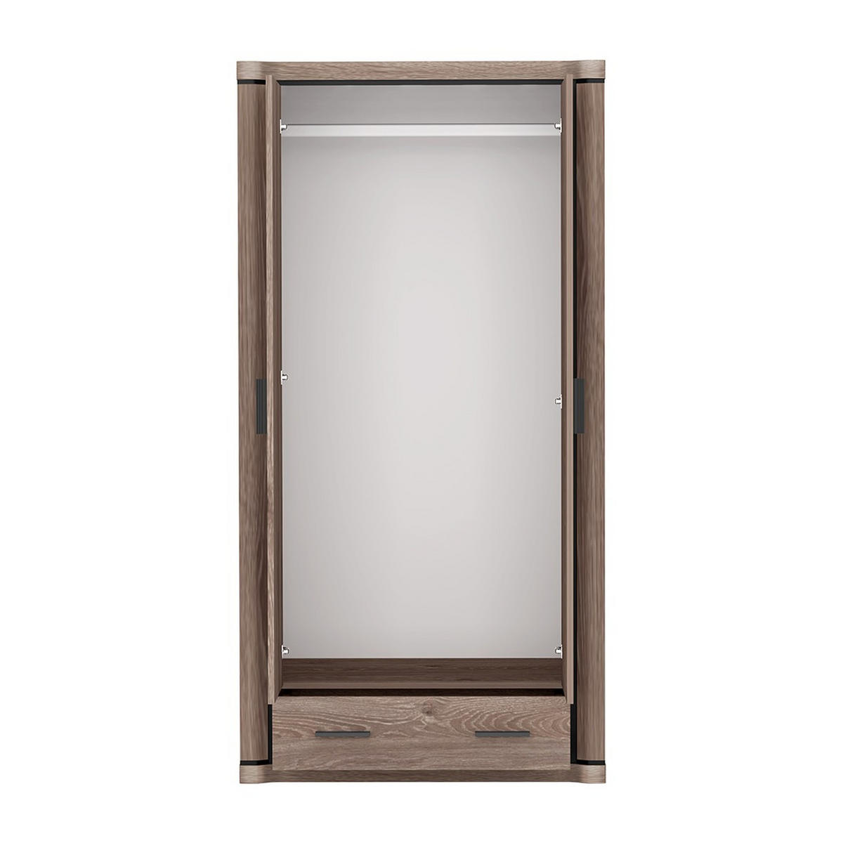 KLEIDERSCHRANK Dallas D-20 97 x 192 x 59 cm Trüffeleiche - Trüffeleichefarben/Schwarz, Holzwerkstoff/Kunststoff (97/192/59cm) - Koseto
