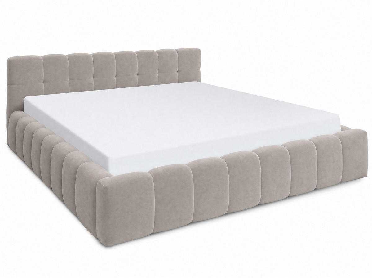 POLSTERBETT Celestia Taupe 200/200 cm Samt mit Bettkasten - Taupe, Textil/Metall (200/200cm) - wonello