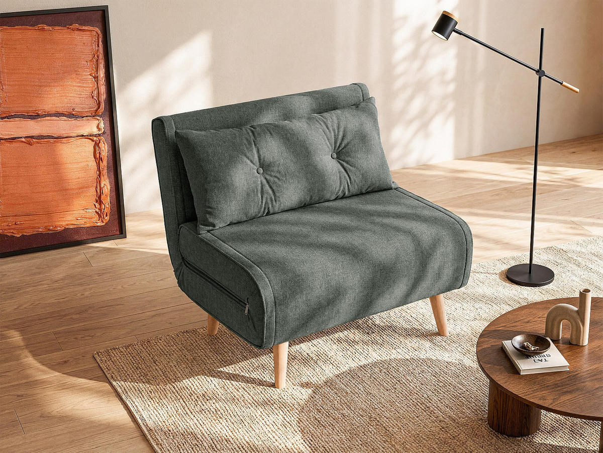 SCHLAFSESSEL - 1 Person - stoff - grün Valerio - Grün, Holz/Textil (90/81/78cm) - Vente-Unique