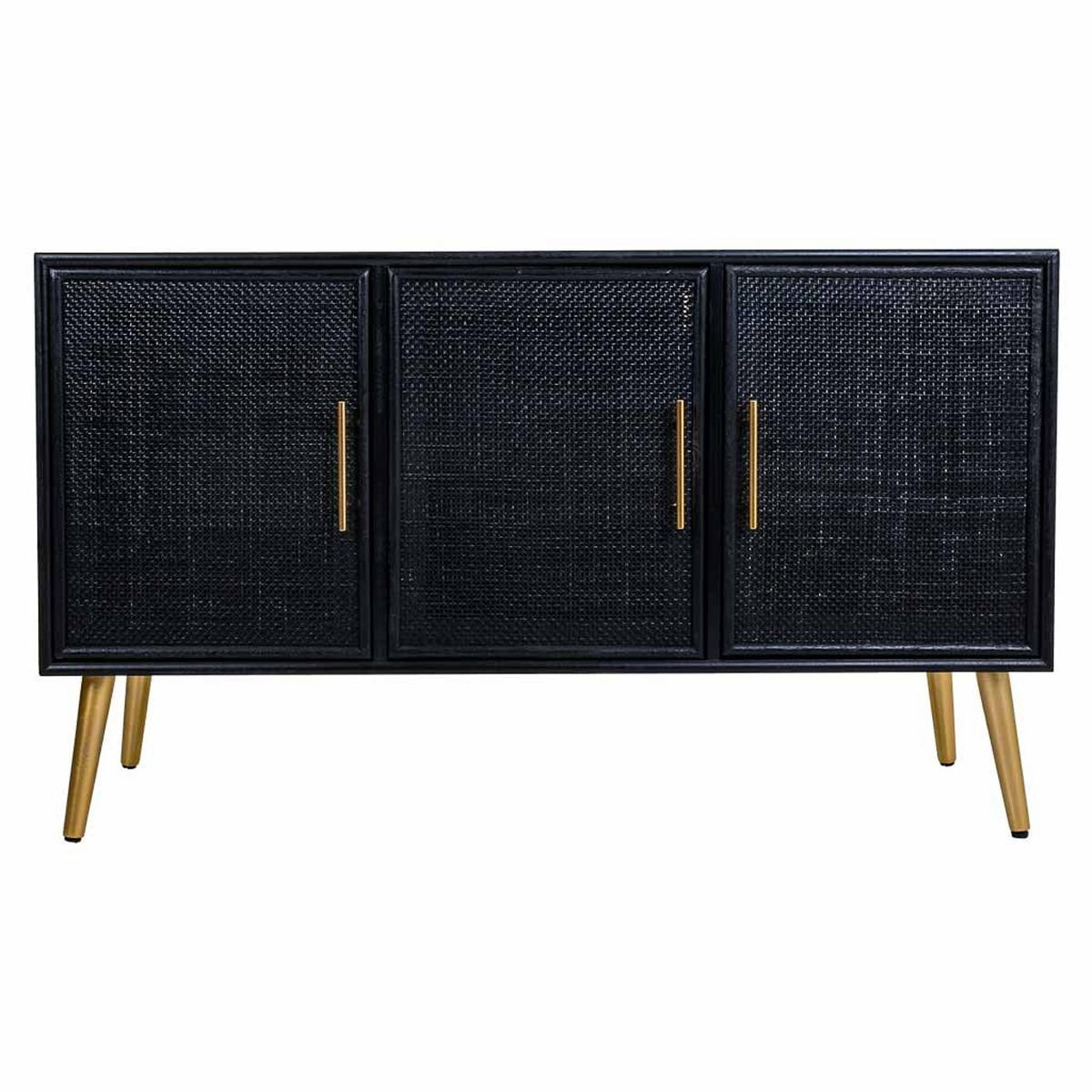 SIDEBOARD aus Holz und Netz, Schwarz 120x42x71 - Schwarz, Holz (120/71/41.5cm) - Wanderlust